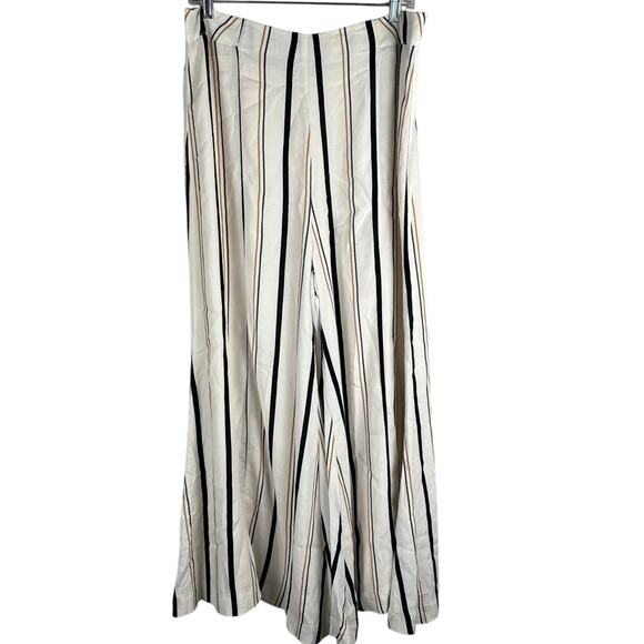Anthropologie ETT:TWA Plus Manon Striped Flared Wide Leg Pants White Size 14 - Picture 4 of 14
